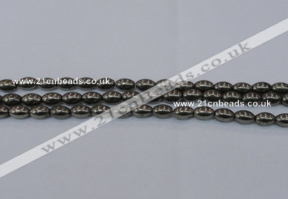 CPY599 15.5 inches 8*12mm rice pyrite gemstone beads wholesale