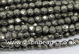 CPY60 15.5 inches 5mm faceted round pyrite gemstone beads wholesale