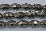 CPY603 15.5 inches 8*12mm faceted rice pyrite gemstone beads