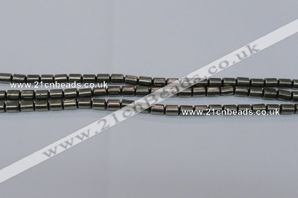 CPY608 15.5 inches 6*9mm tube pyrite gemstone beads