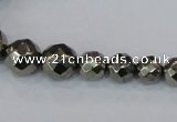 CPY615 15.5 inches 4mm - 12mm faceted round pyrite gemstone beads