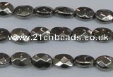 CPY630 15.5 inches 6*8mm faceted oval pyrite gemstone beads