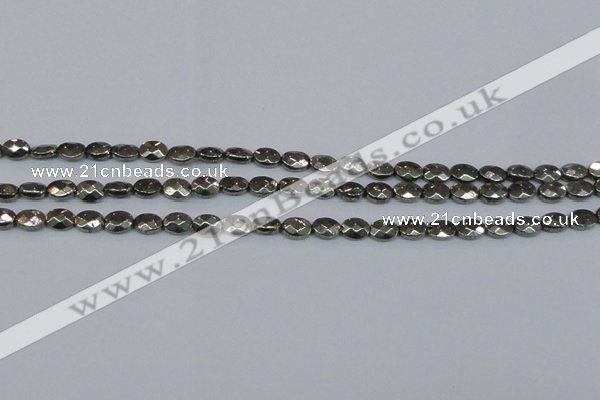 CPY630 15.5 inches 6*8mm faceted oval pyrite gemstone beads