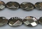 CPY632 15.5 inches 12*16mm faceted oval pyrite gemstone beads