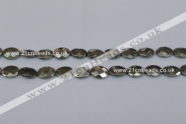 CPY632 15.5 inches 12*16mm faceted oval pyrite gemstone beads