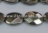 CPY633 15.5 inches 15*20mm faceted oval pyrite gemstone beads