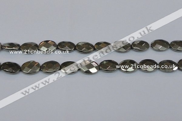 CPY633 15.5 inches 15*20mm faceted oval pyrite gemstone beads