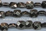 CPY635 15.5 inches 8*8mm faceted square pyrite gemstone beads