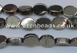 CPY640 15.5 inches 6*8mm oval pyrite gemstone beads wholesale