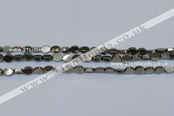 CPY641 15.5 inches 8*10mm oval pyrite gemstone beads wholesale