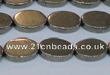 CPY642 15.5 inches 10*14mm oval pyrite gemstone beads wholesale