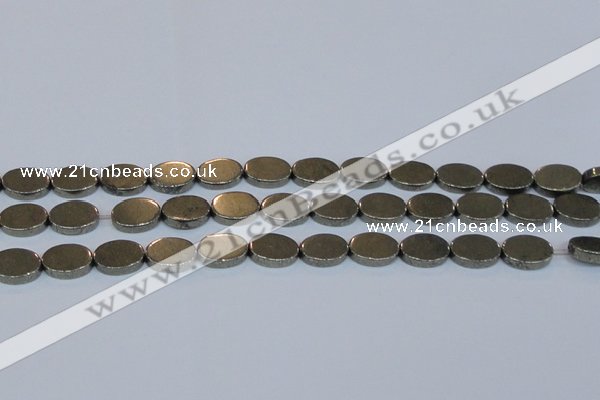 CPY642 15.5 inches 10*14mm oval pyrite gemstone beads wholesale