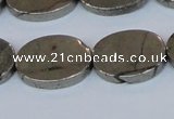 CPY645 15.5 inches 15*20mm oval pyrite gemstone beads wholesale