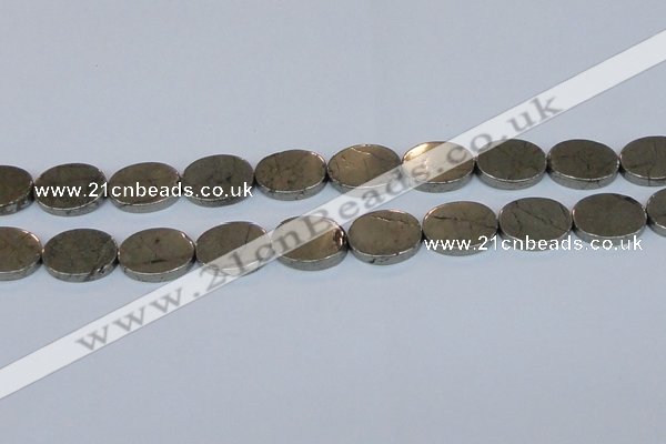 CPY645 15.5 inches 15*20mm oval pyrite gemstone beads wholesale