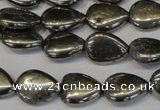 CPY65 15.5 inches 12*16mm flat teardrop pyrite gemstone beads wholesale