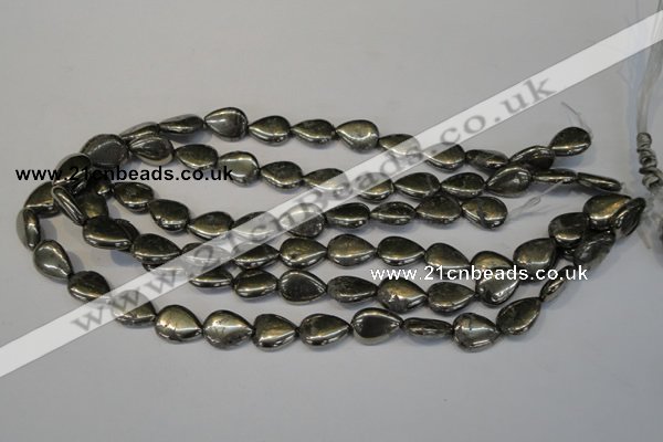 CPY65 15.5 inches 12*16mm flat teardrop pyrite gemstone beads wholesale