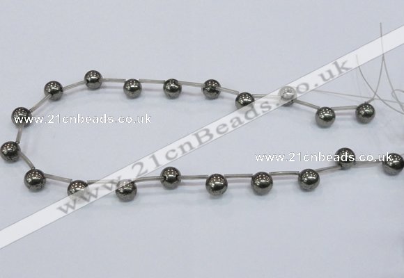 CPY665 Top drilled 10mm round pyrite gemstone beads wholesale