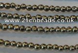 CPY70 15.5 inches 2mm round pyrite gemstone beads wholesale