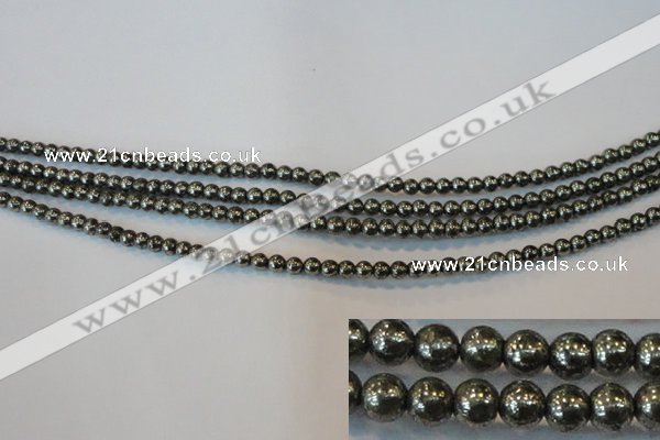 CPY71 15.5 inches 3mm round pyrite gemstone beads wholesale