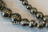 CPY74 15.5 inches 4mm - 18mm round pyrite gemstone beads wholesale