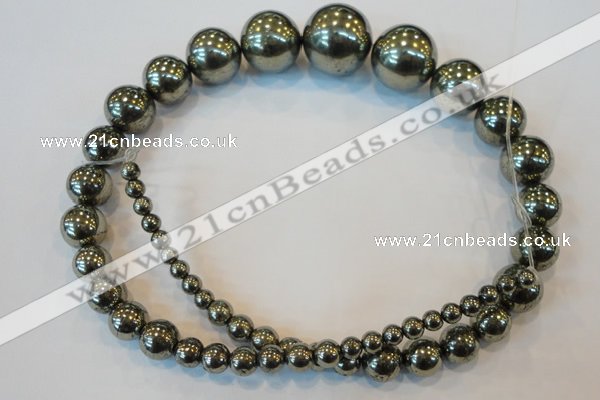 CPY74 15.5 inches 4mm - 18mm round pyrite gemstone beads wholesale