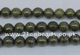 CPY750 15.5 inches 4mm round pyrite gemstone beads wholesale