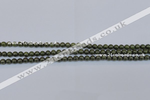 CPY750 15.5 inches 4mm round pyrite gemstone beads wholesale