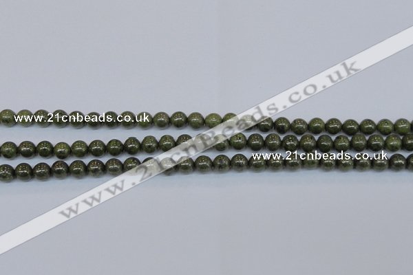 CPY751 15.5 inches 6mm round pyrite gemstone beads wholesale