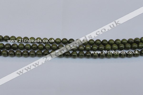 CPY752 15.5 inches 8mm round pyrite gemstone beads wholesale