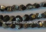 CPY77 15.5 inches 7-8mm faceted nuggets pyrite gemstone beads