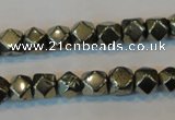 CPY78 15.5 inches 8-9mm faceted nuggets pyrite gemstone beads