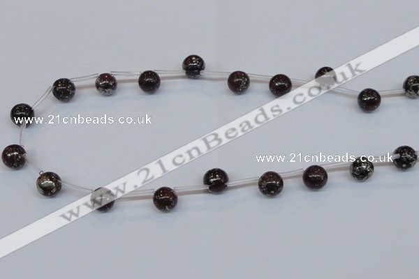 CPY781 Top drilled 10mm round pyrite gemstone beads wholesale