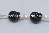 CPY788 Top drilled 10mm carved skull pyrite gemstone beads