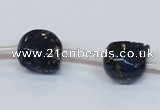 CPY790 Top drilled 14mm carved skull pyrite gemstone beads