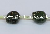 CPY794 Top drilled 10mm carved skull pyrite gemstone beads