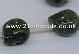 CPY796 Top drilled 14mm carved skull pyrite gemstone beads