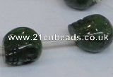 CPY797 Top drilled 16mm carved skull pyrite gemstone beads