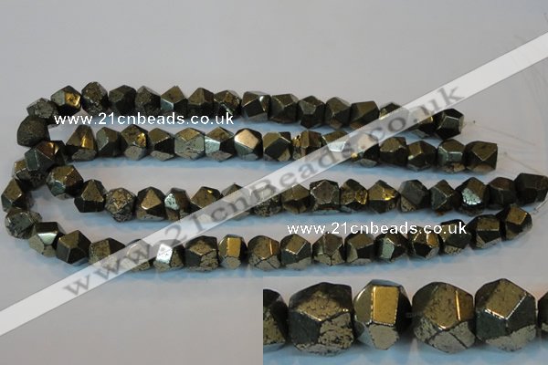 CPY80 15.5 inches 12mm faceted nuggets pyrite gemstone beads