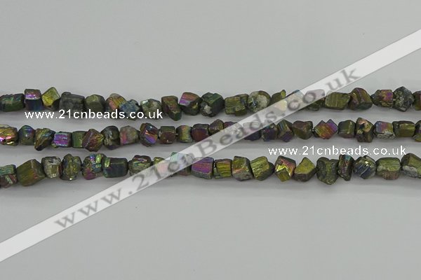 CPY803 15.5 inches 6*10mm - 8*12mm nuggets plated pyrite beads