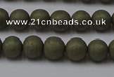 CPY813 15.5 inches 4mm round matte pyrite beads wholesale