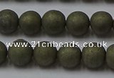 CPY814 15.5 inches 6mm round matte pyrite beads wholesale