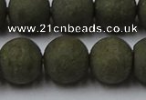 CPY818 15.5 inches 14mm round matte pyrite beads wholesale