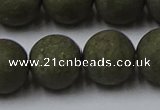 CPY819 15.5 inches 16mm round matte pyrite beads wholesale