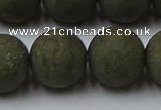 CPY820 15.5 inches 18mm round matte pyrite beads wholesale