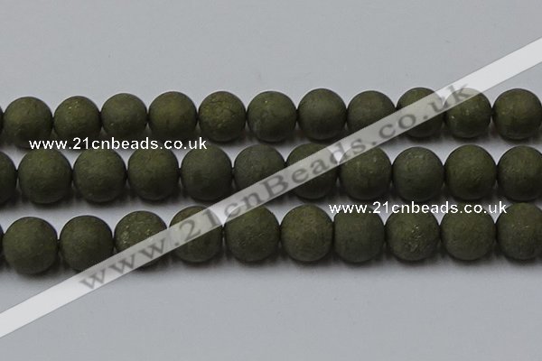 CPY821 15.5 inches 20mm round matte pyrite beads wholesale