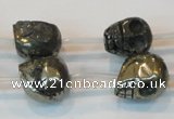 CPY87 15.5 inches 14mm carved skull pyrite gemstone beads wholesale