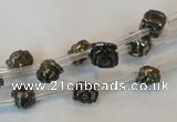 CPY90 15.5 inches 8mm carved rose pyrite gemstone beads wholesale