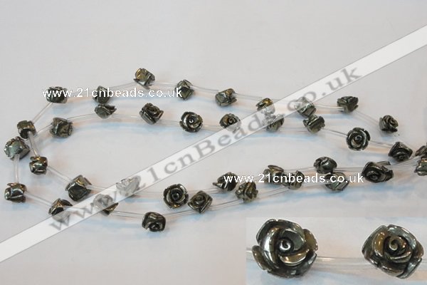 CPY91 15.5 inches 10mm carved rose pyrite gemstone beads wholesale