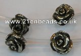 CPY93 15.5 inches 14mm carved rose pyrite gemstone beads wholesale