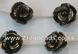 CPY94 15.5 inches 16mm carved rose pyrite gemstone beads wholesale